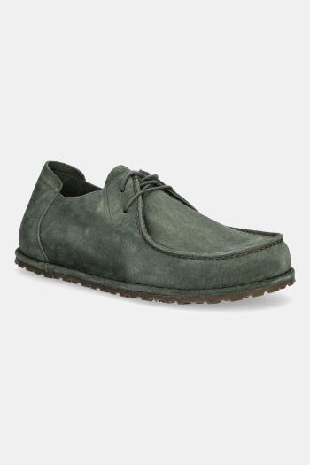 Semišové poltopánky Birkenstock Utti Lace zelená farba, 1030109