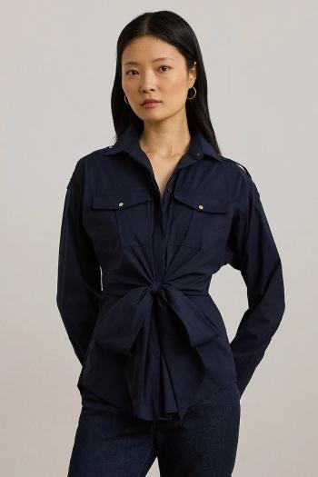 Košeľa Lauren Ralph Lauren dámska, tmavomodrá farba, slim, s klasickým golierom, 200957112