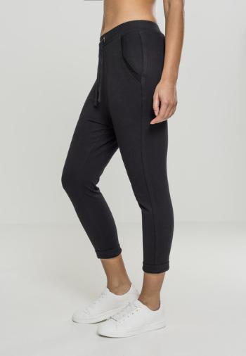 Urban Classics Ladies Open Edge Terry Turn Up Pants black - XS