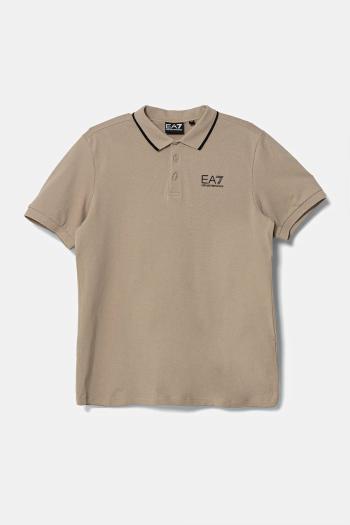 Detské polo tričko EA7 Emporio Armani béžová farba, s potlačou, 7B000023 AF12901