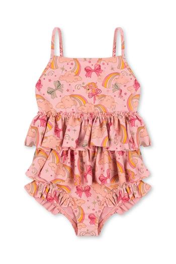 Jednodielne detské plavky Konges Sløjd MANUCA FRILL SWIMSUIT GRS ružová farba, KS102513