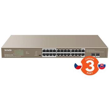 Tenda TEG1126P-24-410W 24× PoE AF/AT Gigabit Switch + 2× SFP, PoE celkom 370W, VLAN, ochrana proti p
