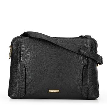Dámska crossbody dvojkomorová kabelka čierno-zlatá 100-4Y-009-1G