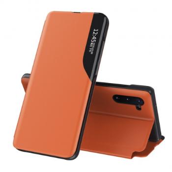 MG Eco Leather View knižkové puzdro na Huawei P40 Lite E, oranžové