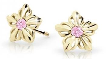Cutie Jewellery Detské kvietkové náušnice zo žltého zlata C2238-30-X-1 ružová