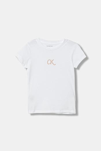 Detské bavlnené tričko Calvin Klein Jeans biela farba, IG0IG02972
