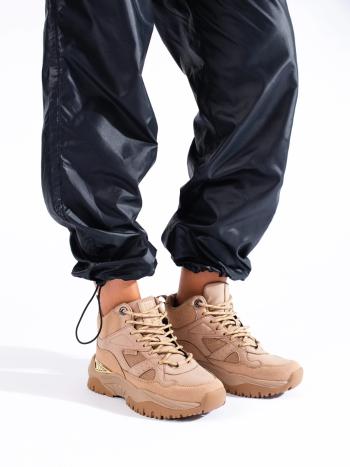 Trendy dámske tenisky béžové bez podpätku