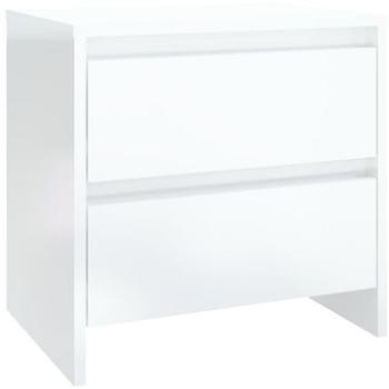 SHUMEE Nočný stolík biely s vysokým leskom 45 × 34,5 × 44,5 cm drevotrieska, 809857
