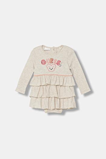 Detské bavlnené šaty Guess béžová farba, mini, áčkový strih, S5YG06 KAE14