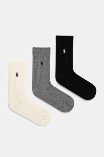 Ponožky Polo Ralph Lauren 3-pak dámske, čierna farba, 455955242