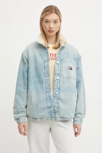 Rifľová bunda Tommy Jeans dámska, prechodná, oversize, DW0DW19823