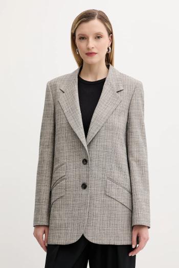 Sako s prímesou vlny PS Paul Smith šedá farba, jednoradové, vzorované, W2R-424J-T31313