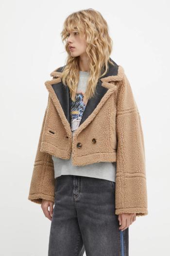 Obojstranný kabát MUNTHE SAMBINO dámsky, béžová farba, prechodný, oversize, 244150224401
