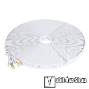 UTP CAT7 PATCH LAN KÁBEL - 30m hosszú, lapos kábel, 10 Gbps, árnyékolt RJ45 csatlakozók - FEHÉR