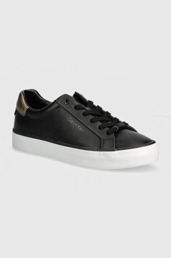 Tenisky Calvin Klein VULC LACE UP SAFF FOX W/MET BT čierna farba, HW0HW02104