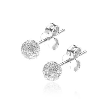 Strieborné náušnice 925 - trblietavá guľôčka, 4 mm