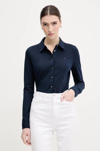 Košeľa Tommy Hilfiger tmavomodrá farba, slim, s klasickým golierom, WW0WW43528
