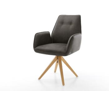 Otočná stolička Zoa-Flex antracit vintage mikrovlákno drevená základňa