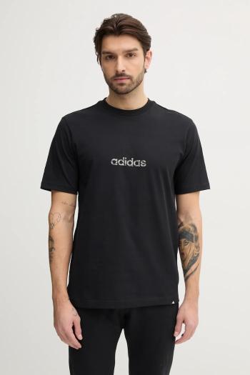 Bavlnené tričko adidas Camo pánske, čierna farba, s potlačou, JN1403