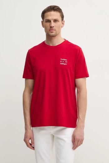 Bavlnené tričko Tommy Hilfiger pánske, červená farba, s potlačou, MW0MW38622