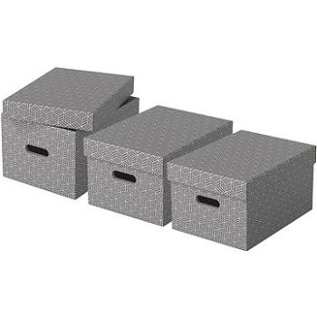 Esselte Home veľkosť M 26,5 x 20,5 x 36,5 cm, sivá – sada 3 ks (628283)