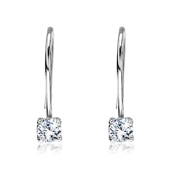 Strieborné náušnice 925 - okrúhle číre zirkóny na háčiku, 3 mm