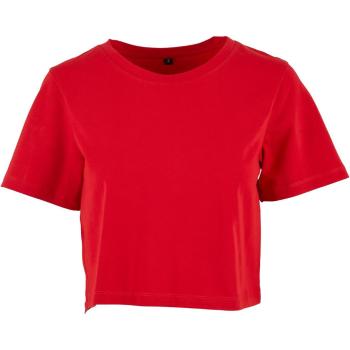 Build Your Brand Dámske crop top tričko s krátkym rukávom - Červená | S