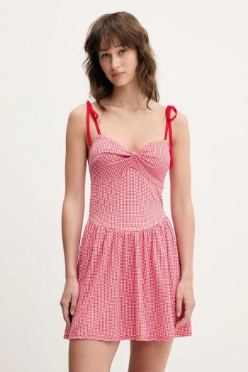 Šaty Hollister Co. červená farba, mini, áčkový strih, KI359-5010