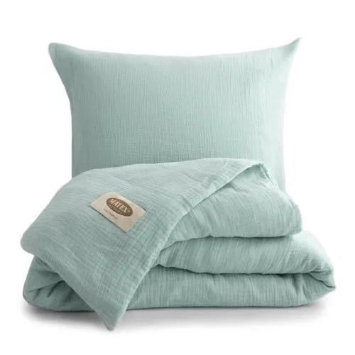 MATEX Mušelínové obliečky tyrkysová, 140 x 200 cm, 70 x 90 cm