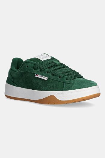 Semišové tenisky Tommy Jeans SKATE SNEAKER zelená farba, EN0EN02737