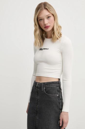 Tričko s dlhým rukávom Karl Lagerfeld Jeans dámske, béžová farba, A1W17037