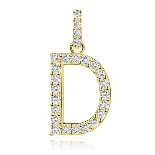Prívesok z 9K žltého zlata s písmenom D a zirkónmi