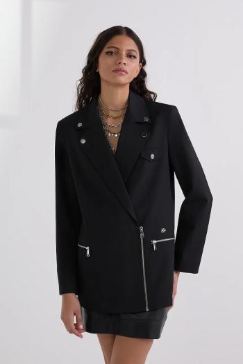 Sako s prímesou vlny Karl Lagerfeld čierna farba, jednoradové, jednofarebné, A3W14044