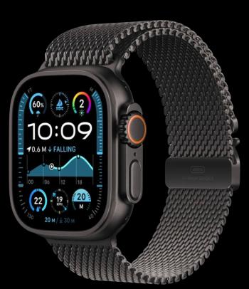 APPLE Watch Ultra 2 (2024) 49mm, Čierny titán s čiernym titánovým milánskym ťahom M