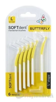 SOFTdent Butterfly mezizub. kartáček zahnutý L 6 ks