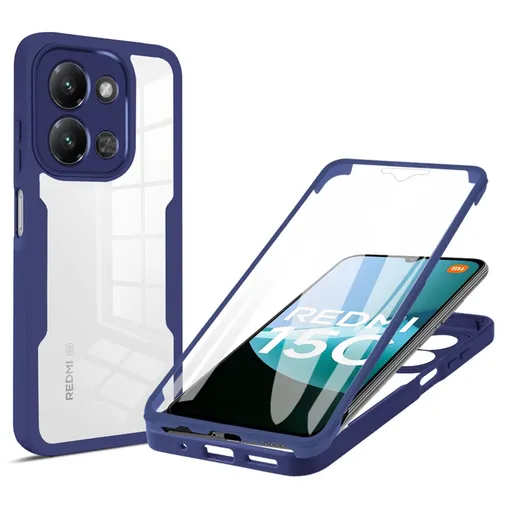 DUAL Obojstranný kryt s fóliou Xiaomi Redmi 15C / Redmi 15C 5G modrý