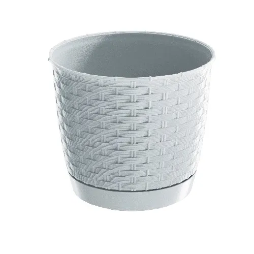 květináč RATOLLA ROUND 22 v.19,5cm,4,2l,BÍ (S449) s miskou, 22 cm