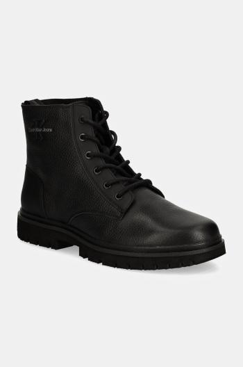 Členkové topánky Calvin Klein Jeans EVA MID LACEUP BOOT LTH pánske, čierna farba, YM0YM00751