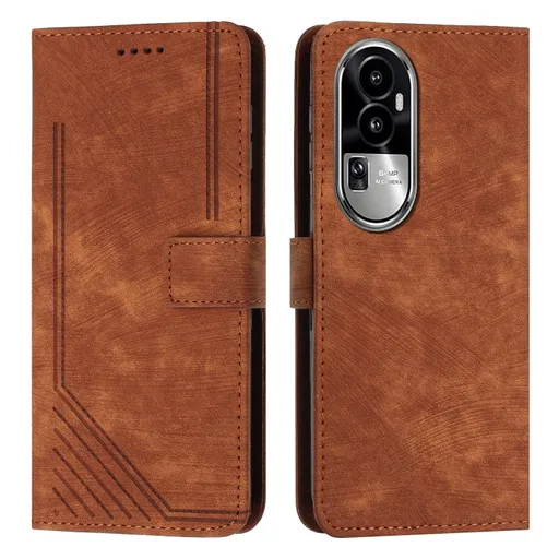 STRIPE Peňaženkové puzdro s remienkom Oppo Reno10 5G / Reno10 Pro 5G hnedý