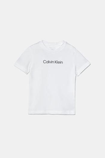 Detské bavlnené tričko Calvin Klein Jeans biela farba, s potlačou, IU0IU00682