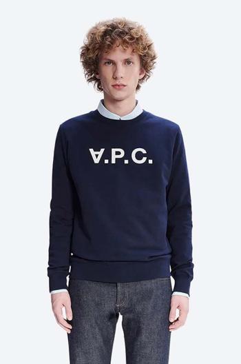 Bavlnená mikina A.P.C. Sweat Vpc COECQ-H27378 BLACK pánska, tmavomodrá farba, s nášivkou