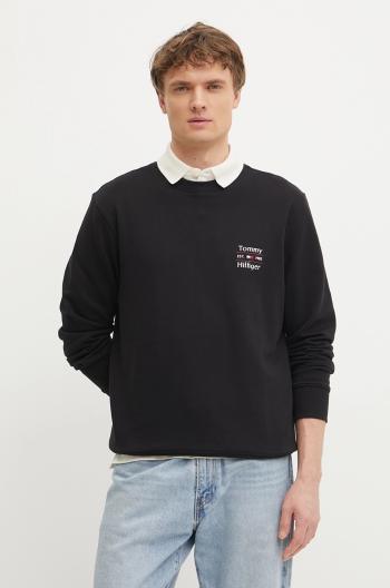 Bavlnená mikina Tommy Hilfiger pánska, čierna farba, s potlačou, MW0MW38673