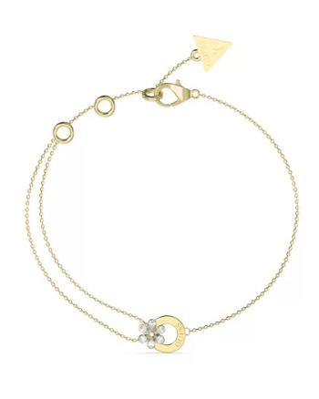 Guess Nežný pozlátený náramok s kvetinou Lily JUBB05111JWYG 18,4 cm