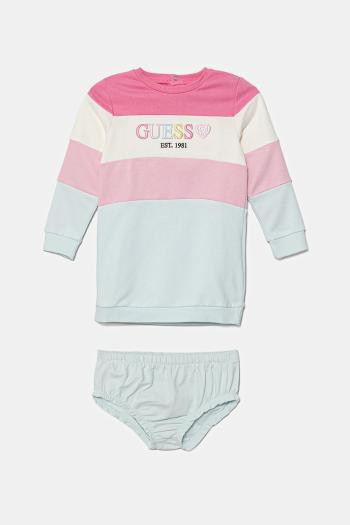 Detské bavlnené šaty Guess ružová farba, mini, rovný strih, A5YK01 KA6R4