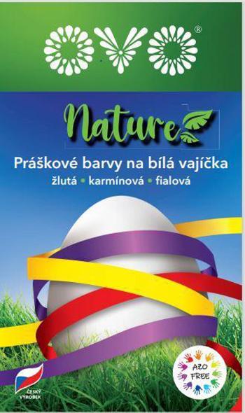 Farby na veľkonočné vajíčka OVO nature ŽLTÁ, KARMÍNOVÁ, FIALOVÁ