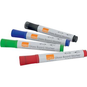 Nobo Glass Whiteboard Markers, mix farieb – balenie 4 ks (1905324)