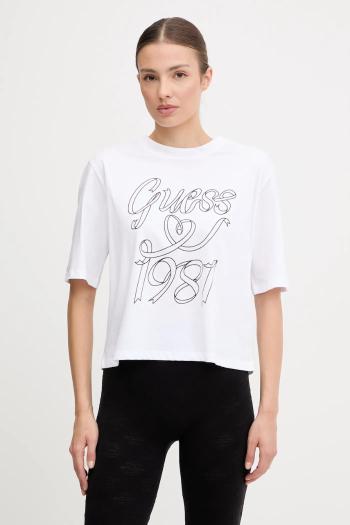 Bavlnené tričko Guess MISTY dámske, biela farba, V5RI11 K8HM0