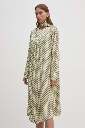 Šaty Tommy Hilfiger žltá farba, midi, rovný strih, WW0WW42318