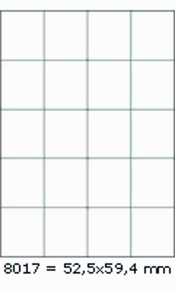 Samolepiace etikety 52,5 x 59,4 mm, 20 etikiet, A4, 100 listov