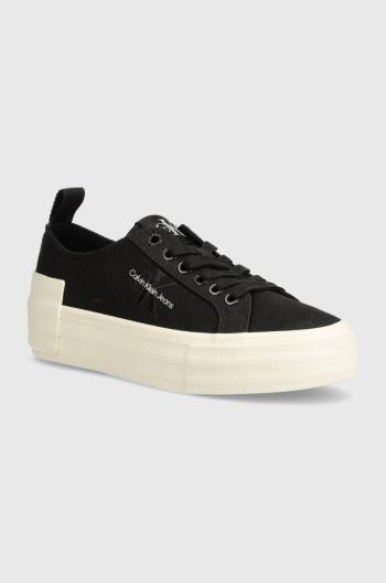 Tenisky Calvin Klein Jeans BOLD VULC FLATF LOW LACE MIX MTL dámské, černá barva, YW0YW01465